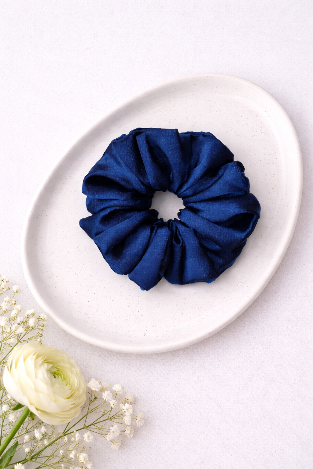 Silk Satin|Navy Blue Scrunchies|XL, L, M, Skinny