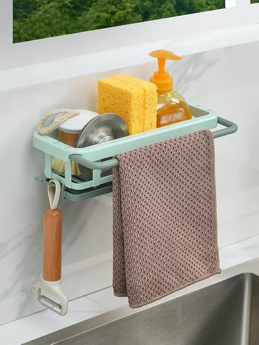 Retractable Sponge Storage Hanging Rack – Smart Kitchen Organizer